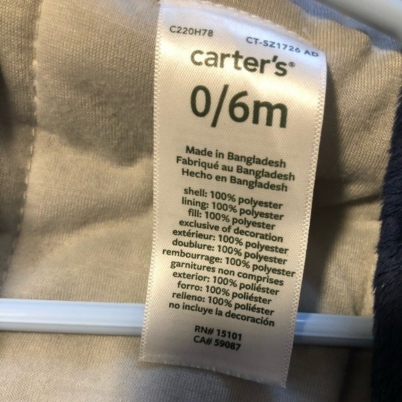 Carter’s Baby Boy Bundle Up Cozy Pram Navy Blue 0-6 Month Preowned - Picture 6 of 9